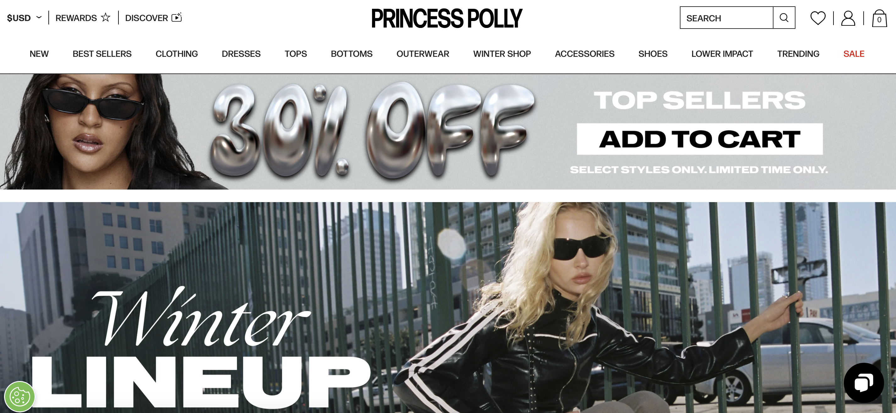 Princess Polly Shopify store