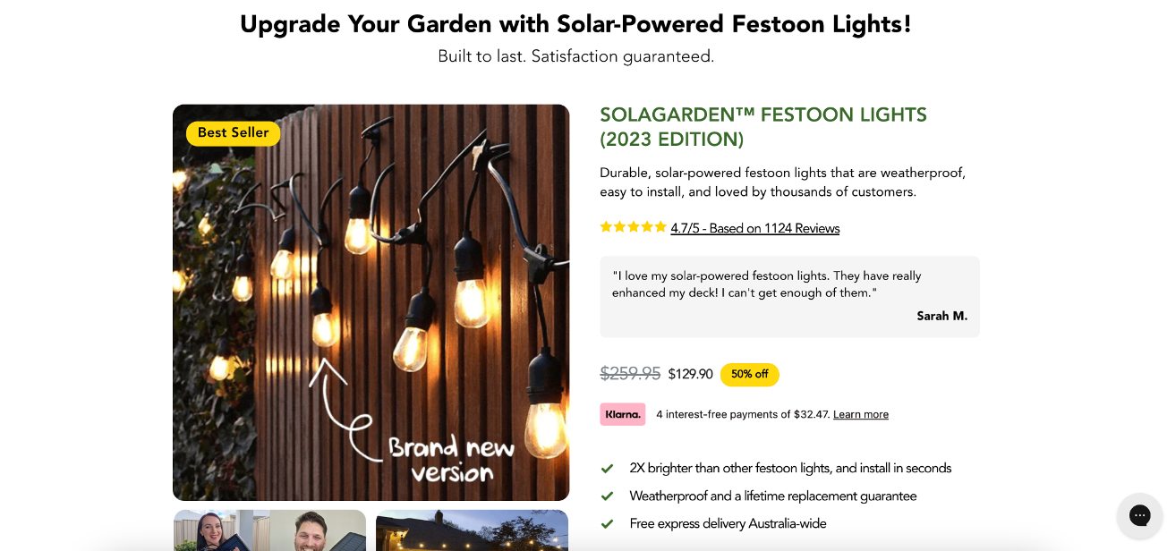 SolaGarden product description example