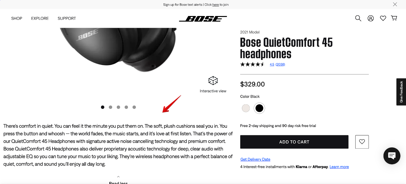 Bose product description example