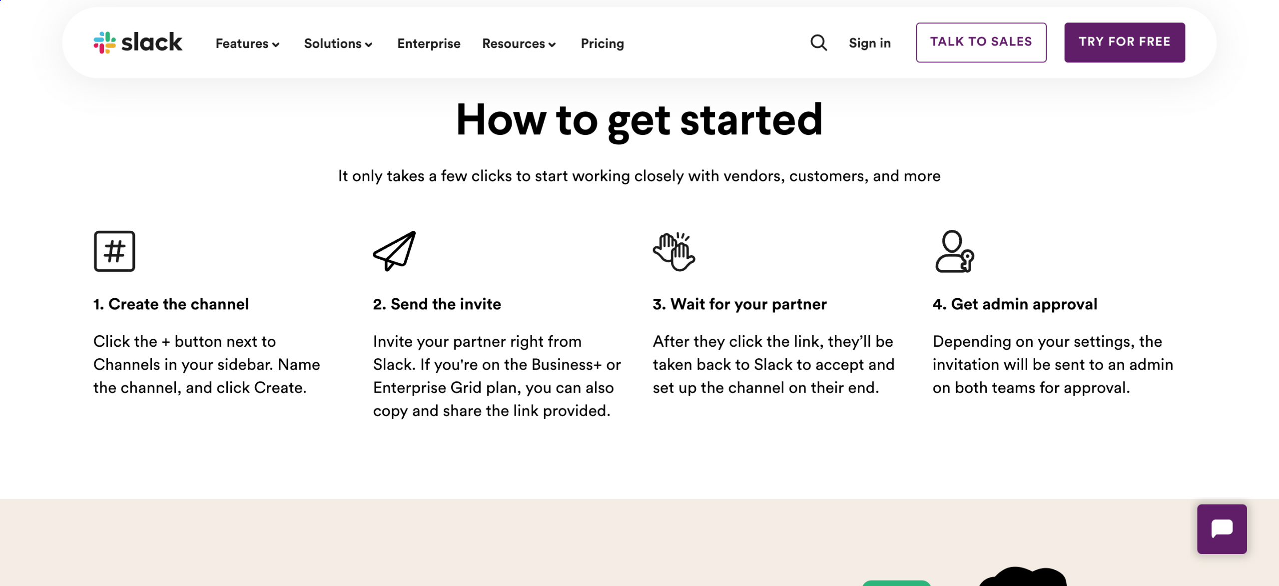 Great product landing pages like this one from slack communicate a lot using short landing page copy - product landing page example 3