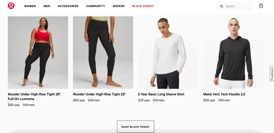 Lululemon’s product recommendation box helps to boost sales