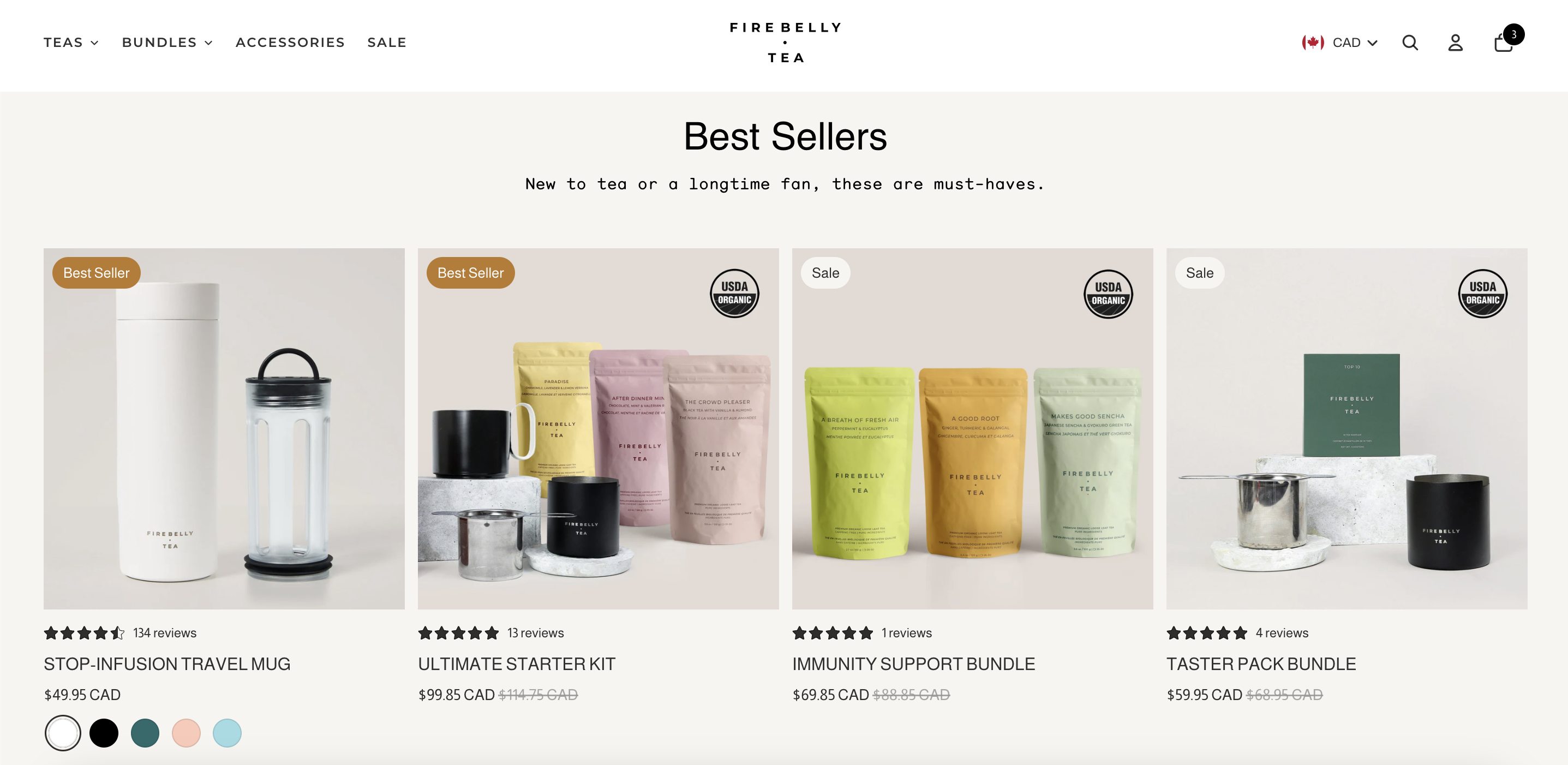 Firebelly tea has a best-seller section