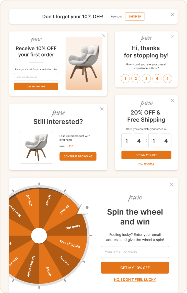 furniture gradient popup theme design