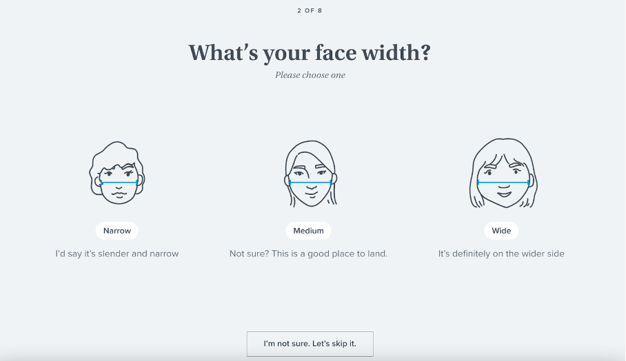 A quiz funnel from Warby Parker to improve the customer journey