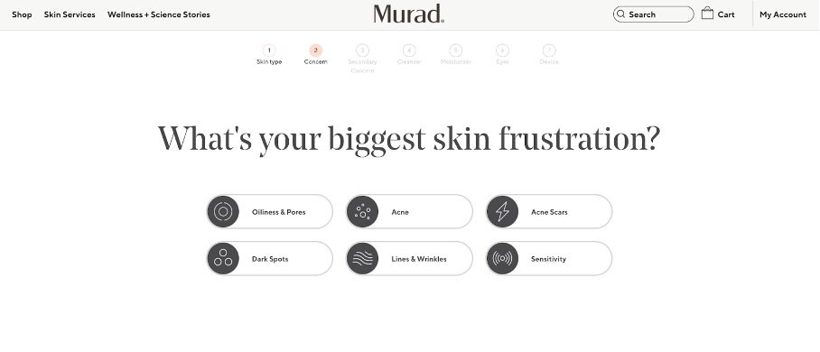 Murad Skincare lead magnet quiz example