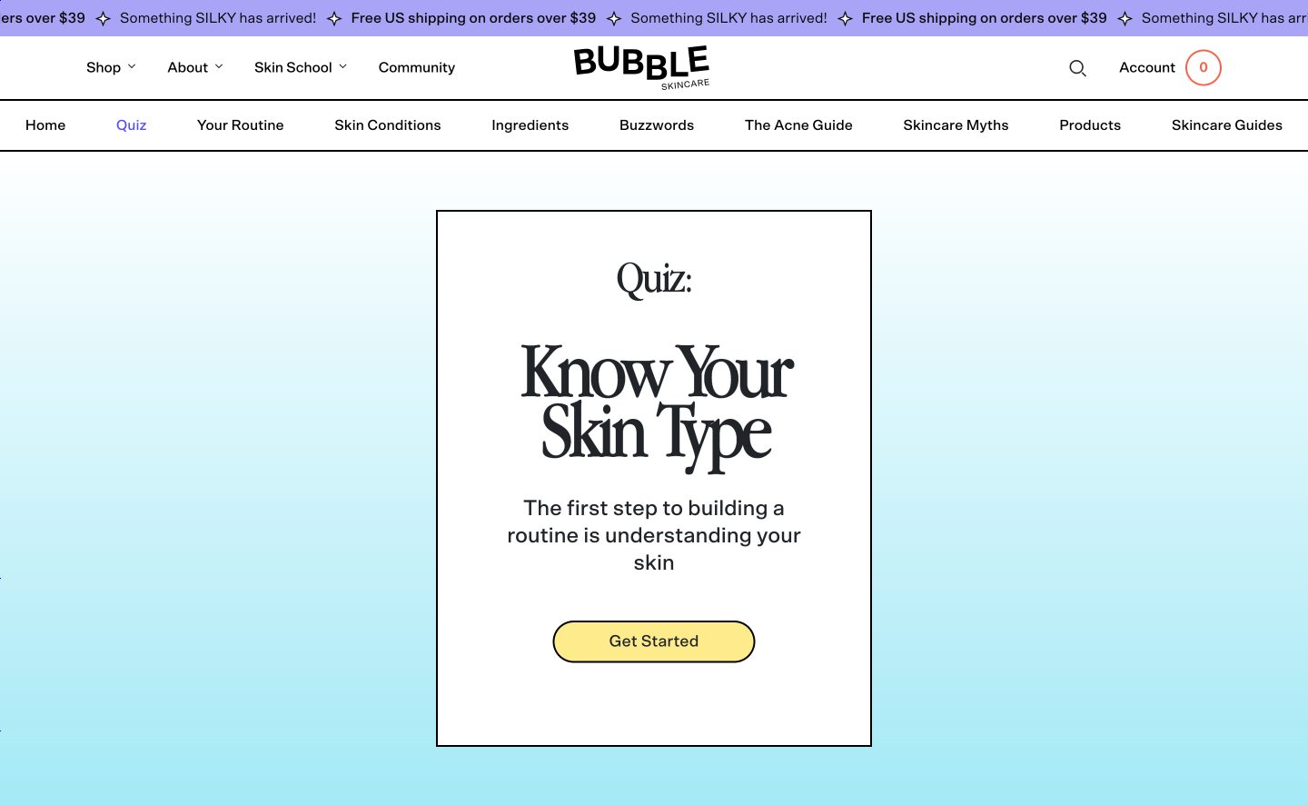 Bubble Skincare quiz funnel