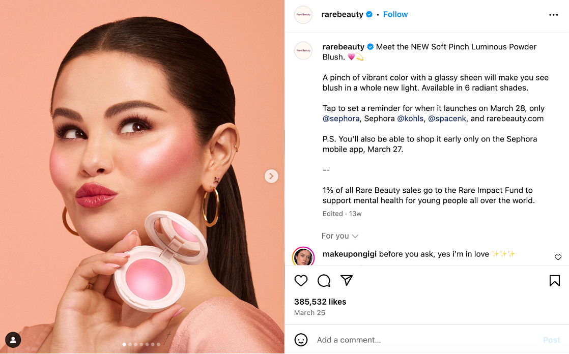 Rare Beauty product launch