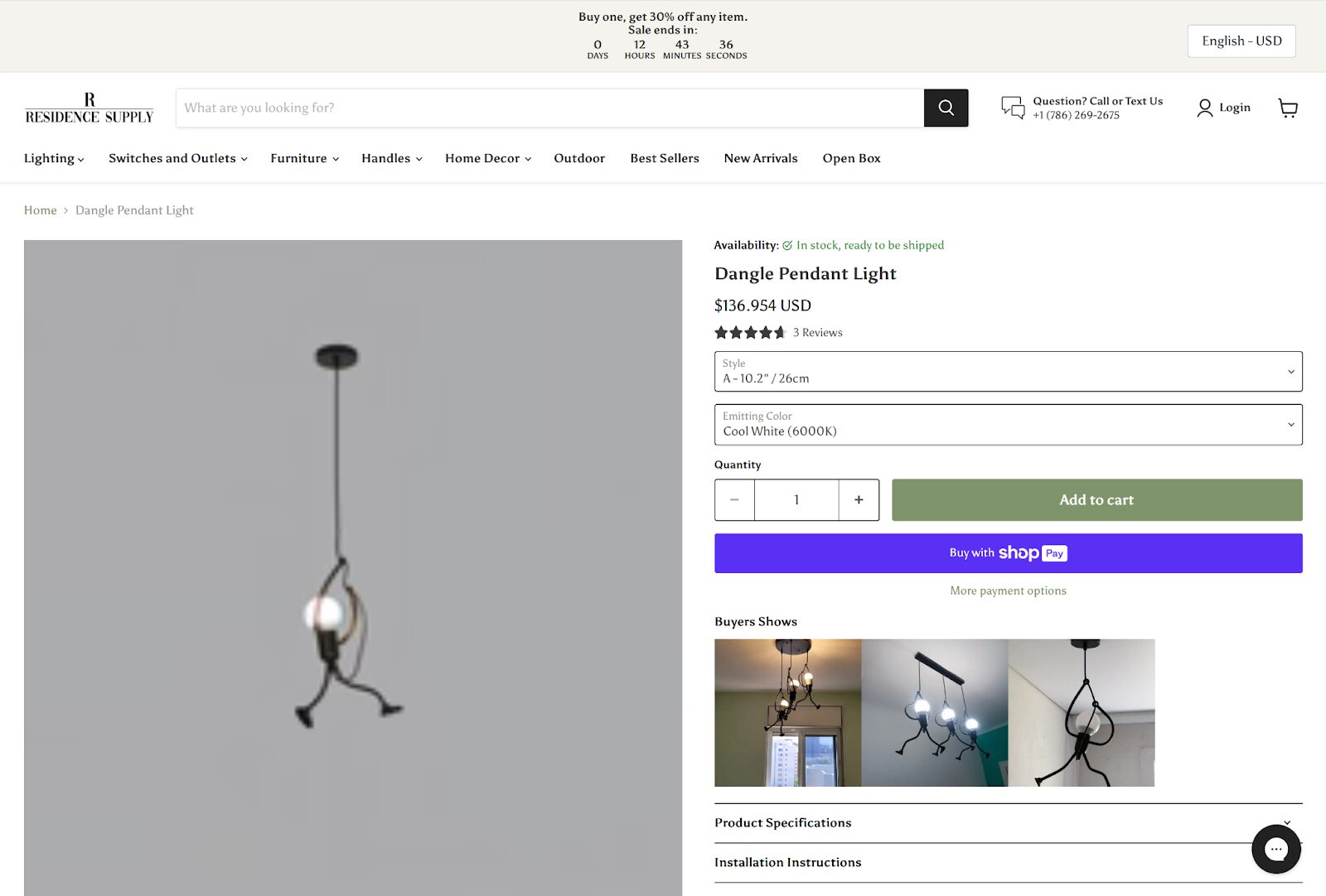 Residence Supply's original product page