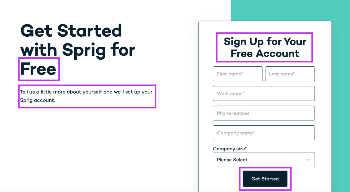 SaaS personalization by Sprig