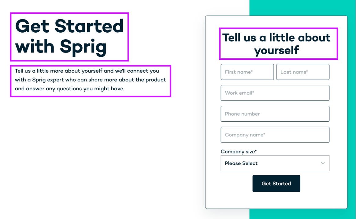 SaaS personalization by Sprig