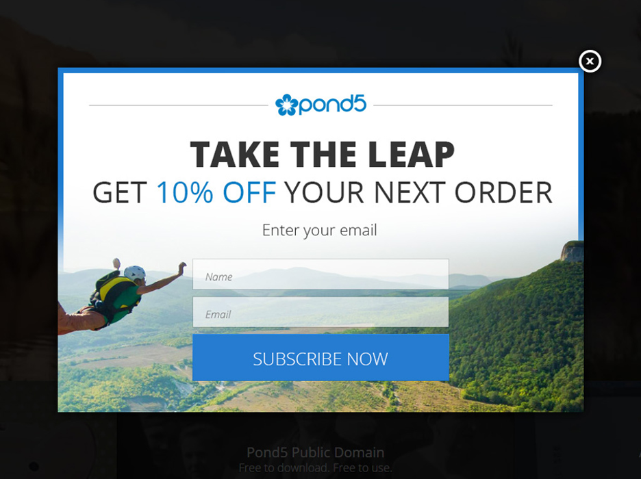 e commerce pop ups example to collect new subscribers