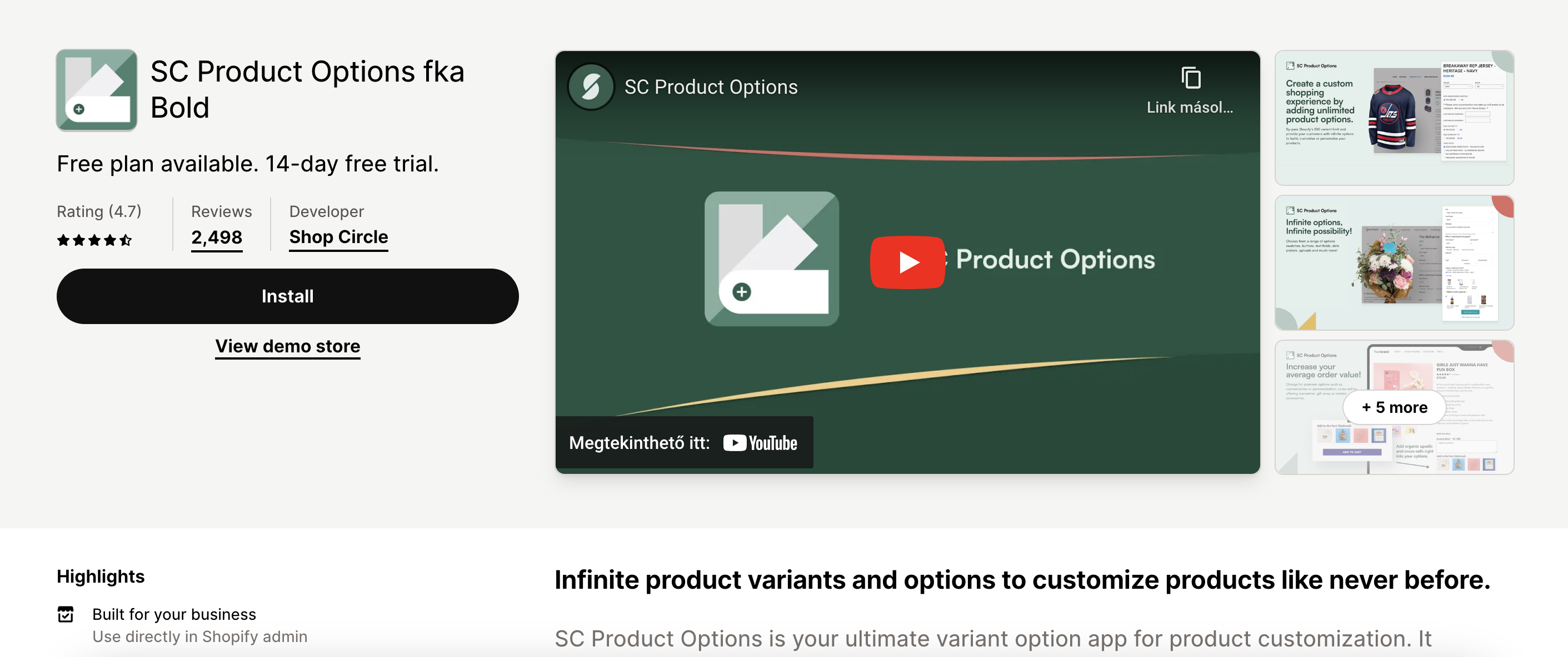 SC Product Options product customization app