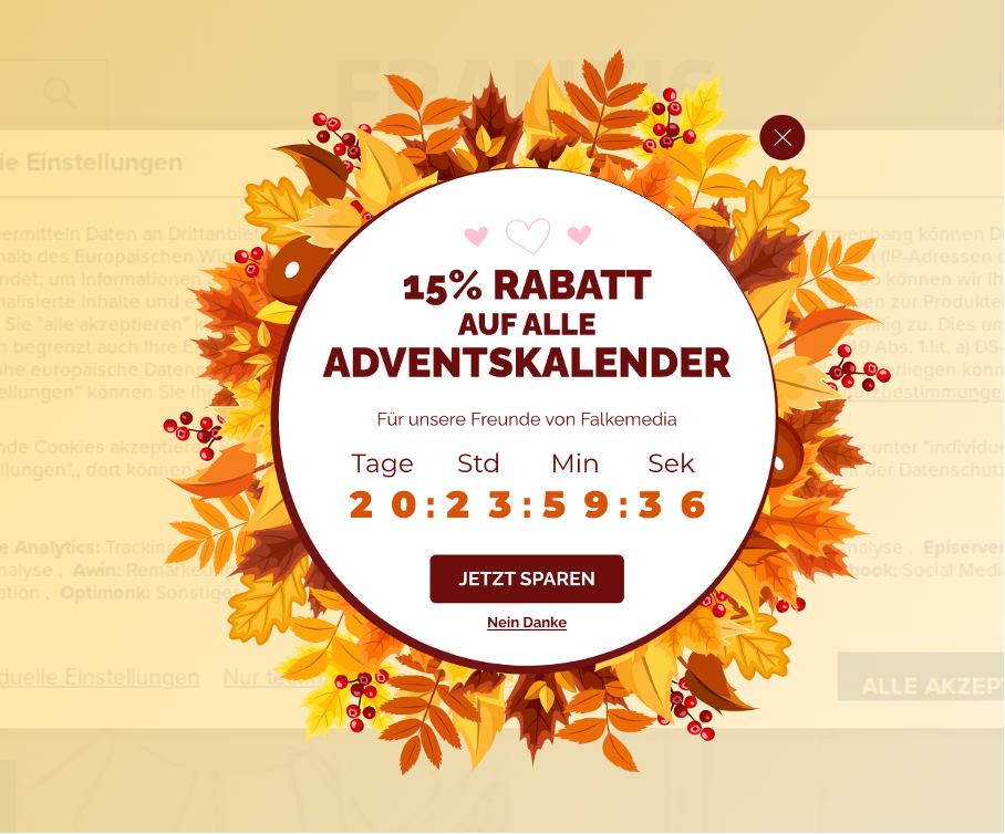 An autumn sale popup from franzis.de