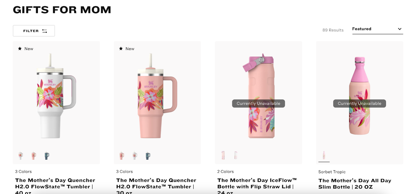 Inspire your web traffic, by creating dedicated seasonal category pages.
