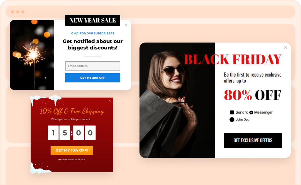 seasonal popup offer christmas black friday