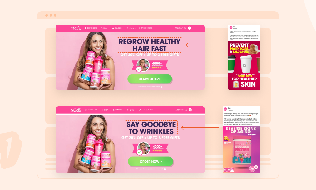 Tailor landing page headlines to match your ads