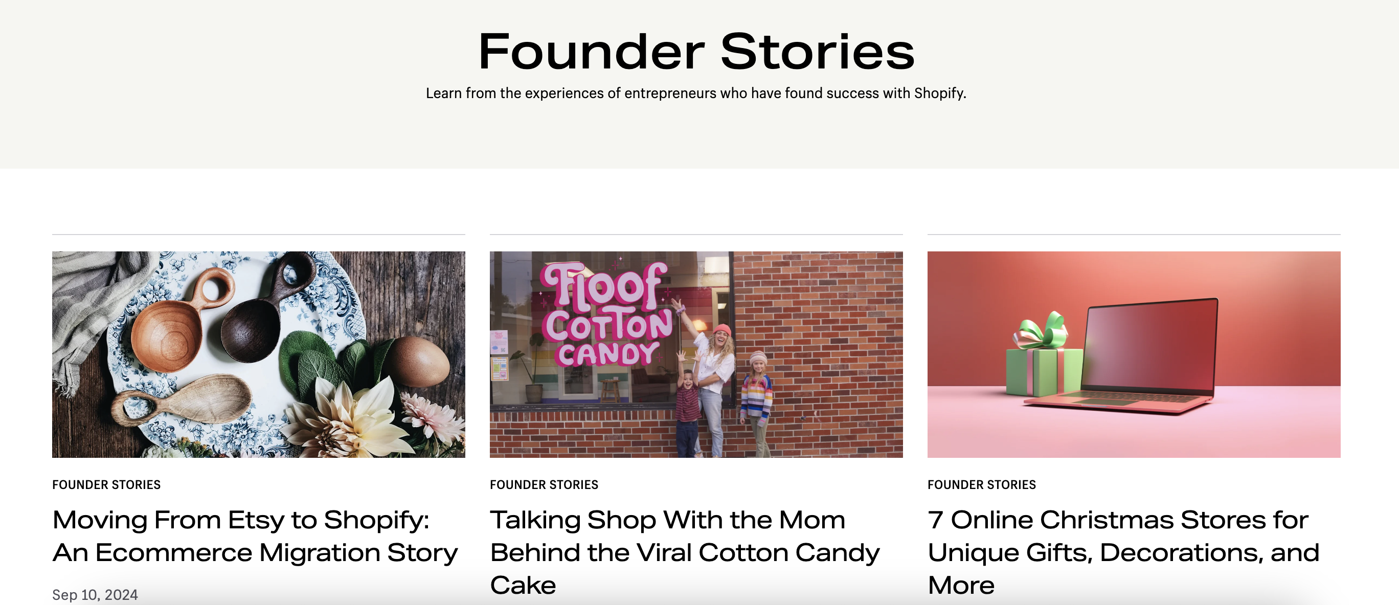Shopify sharing the stories of paying customers