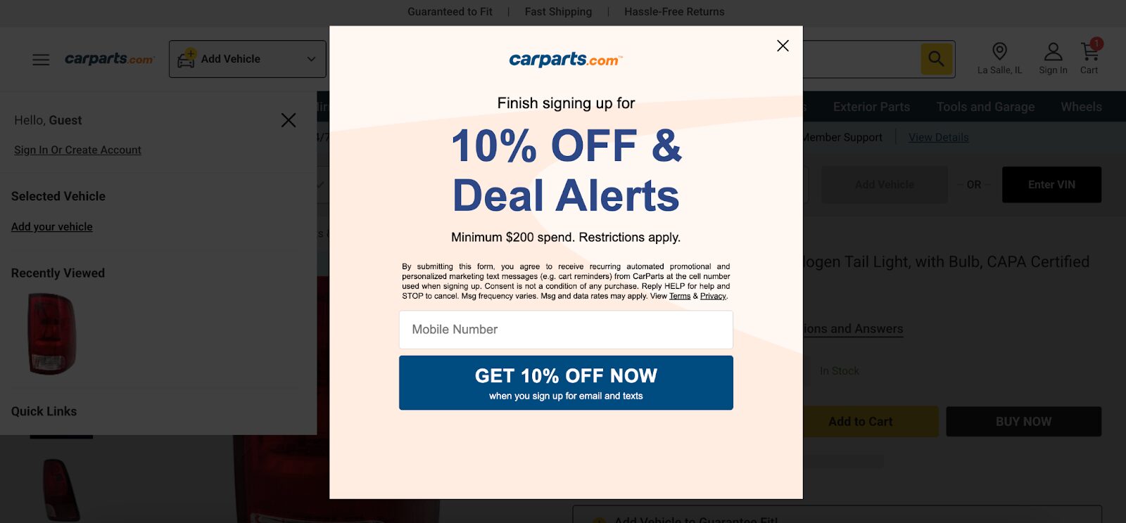 exit intent popup