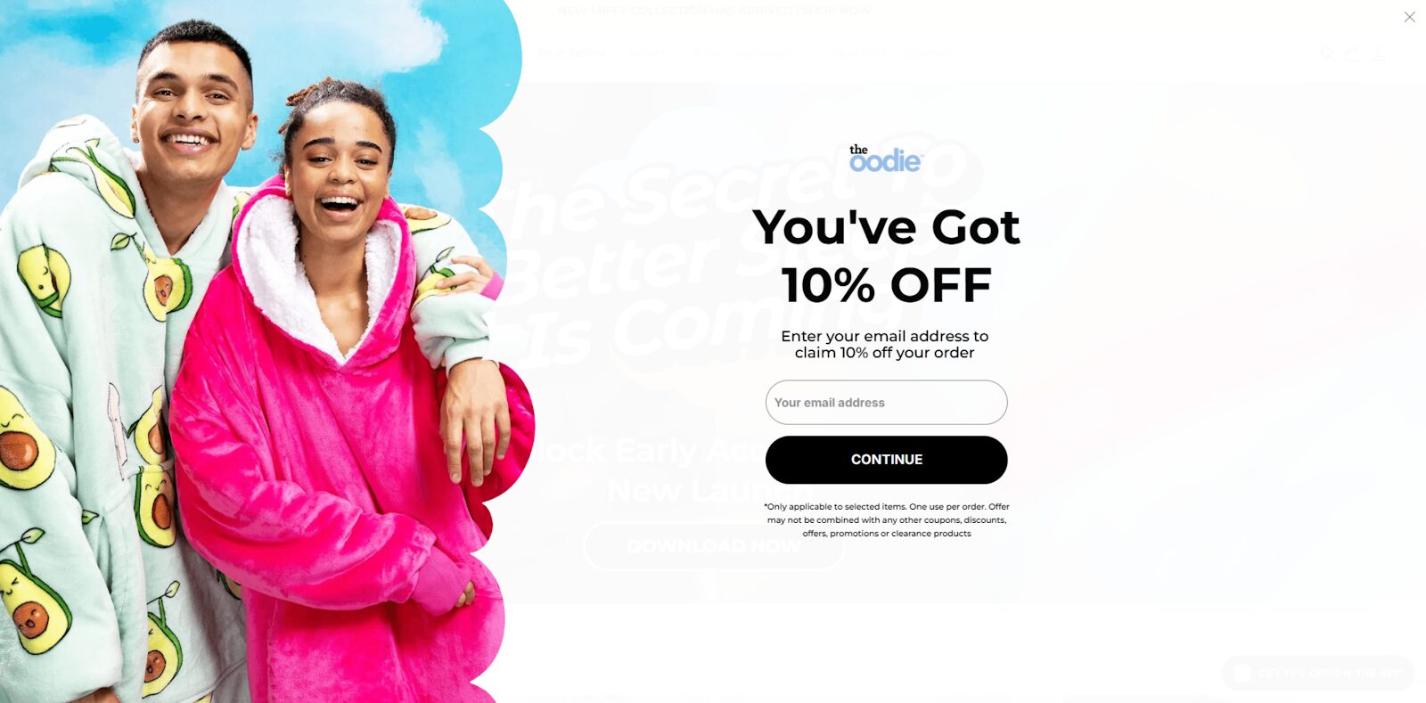 The Oodie fullscreen popup