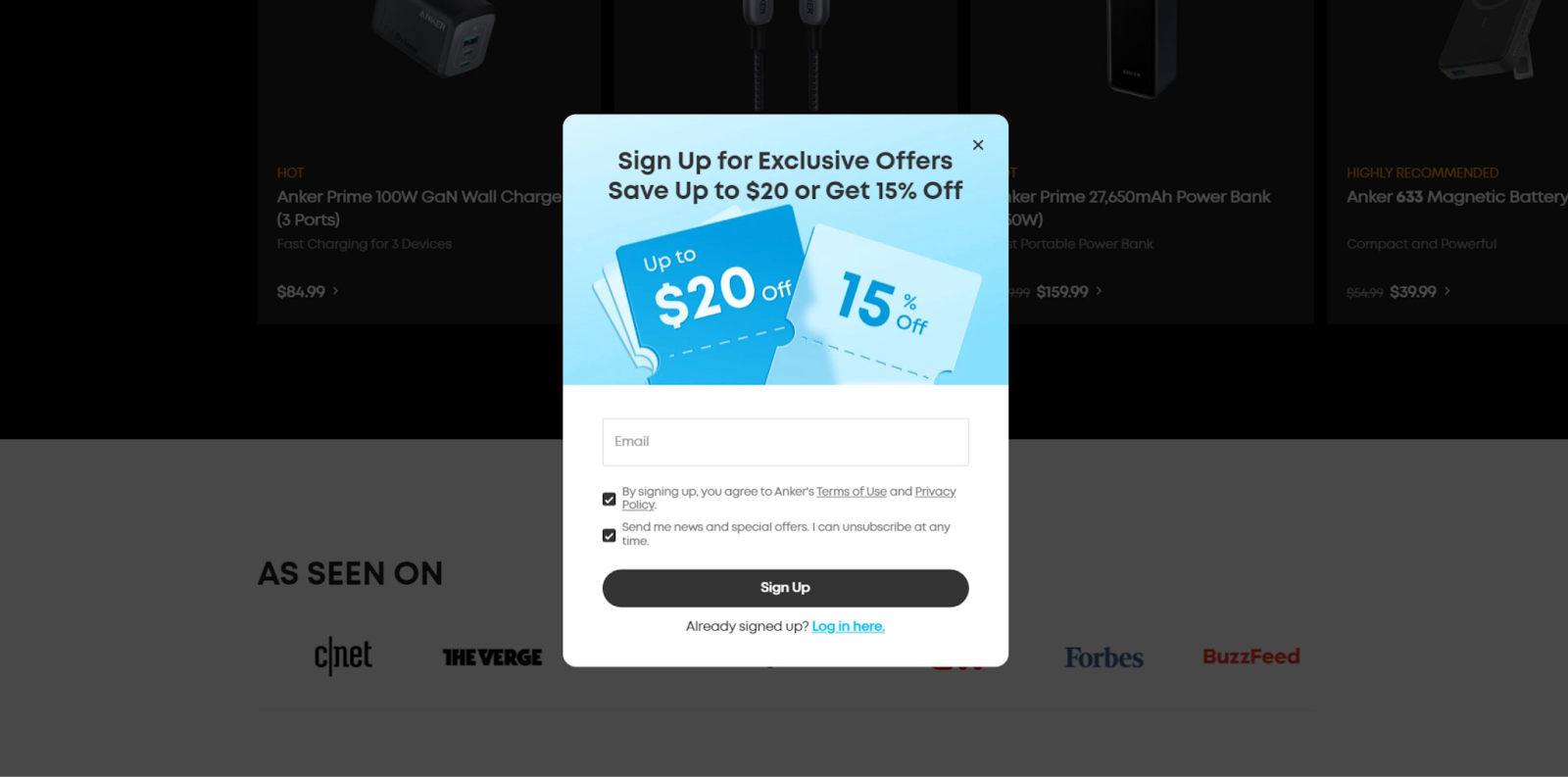 Discount popup