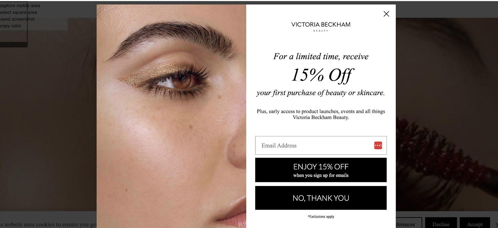 Victoria Beckahm newsletter popup