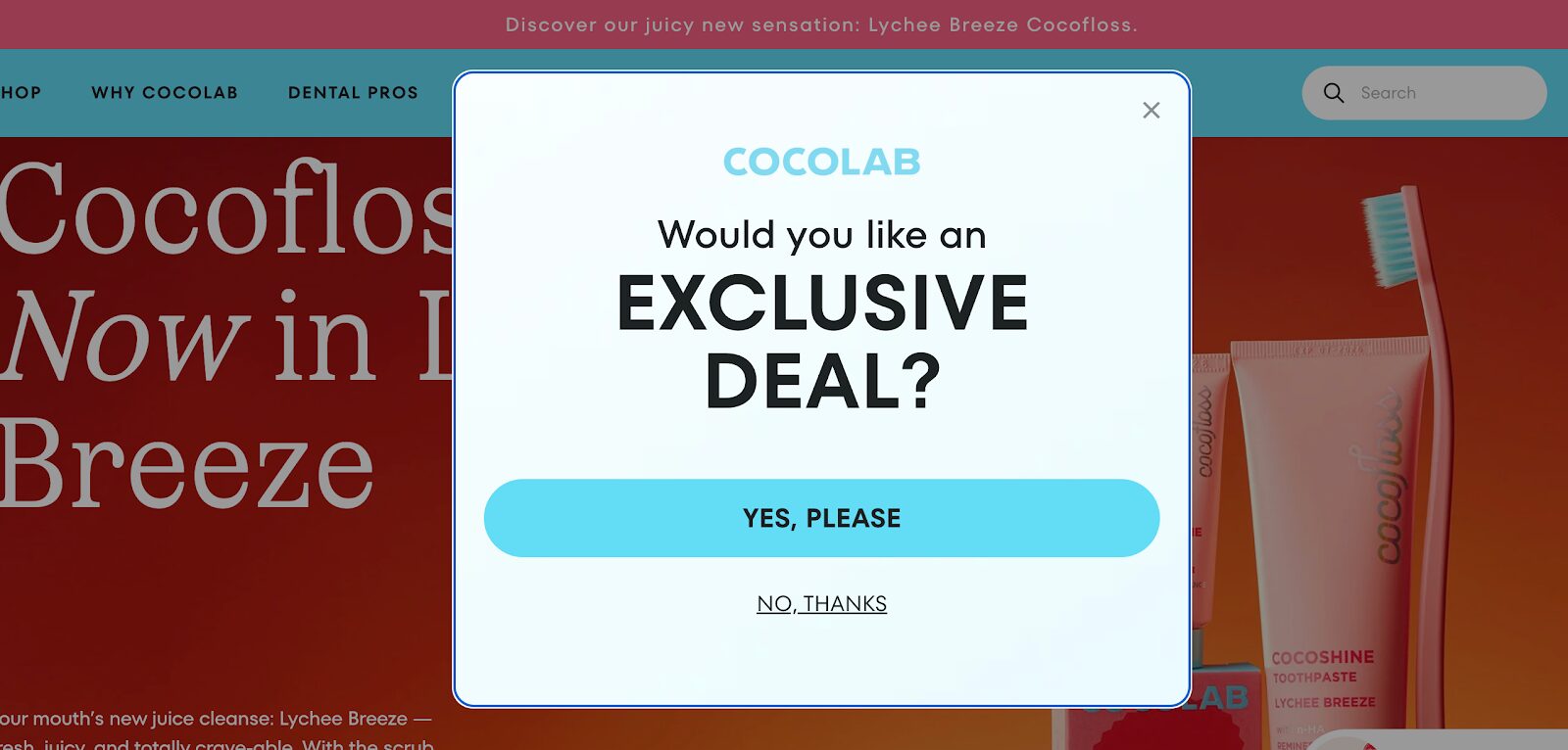 Yes/no popup