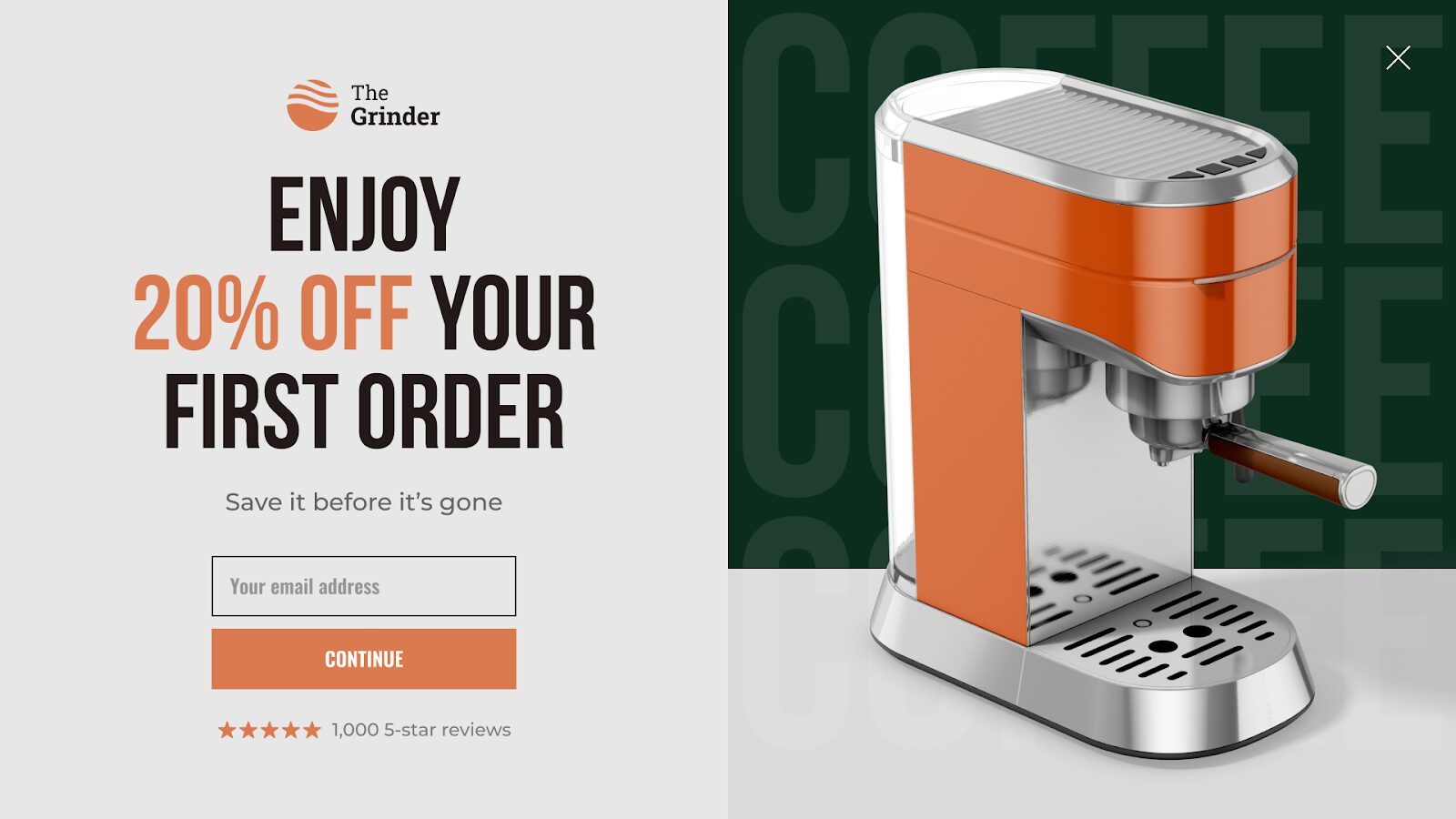 Email popup example