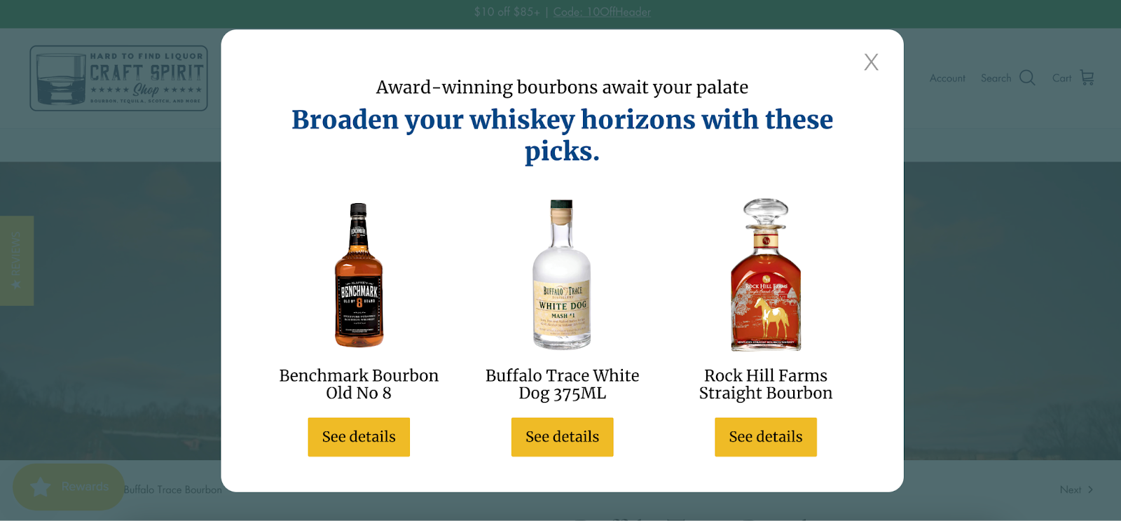 Product recommendation popup