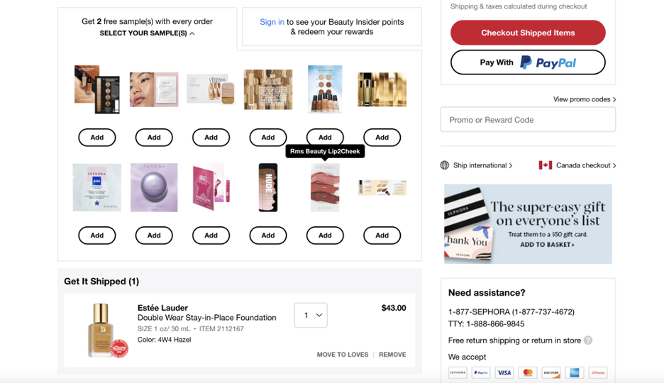 E-commerce cart design example