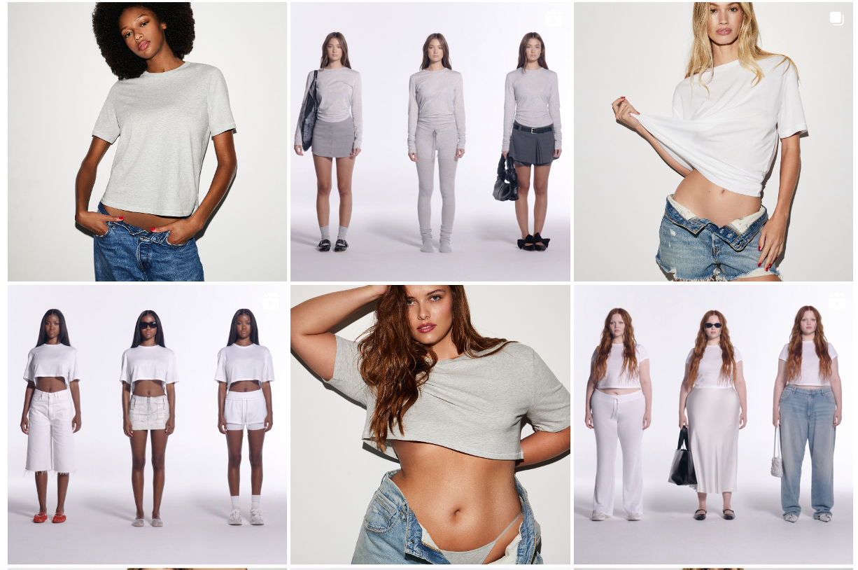 Skims campaigns with models of all shapes, sizes, and ethnicities