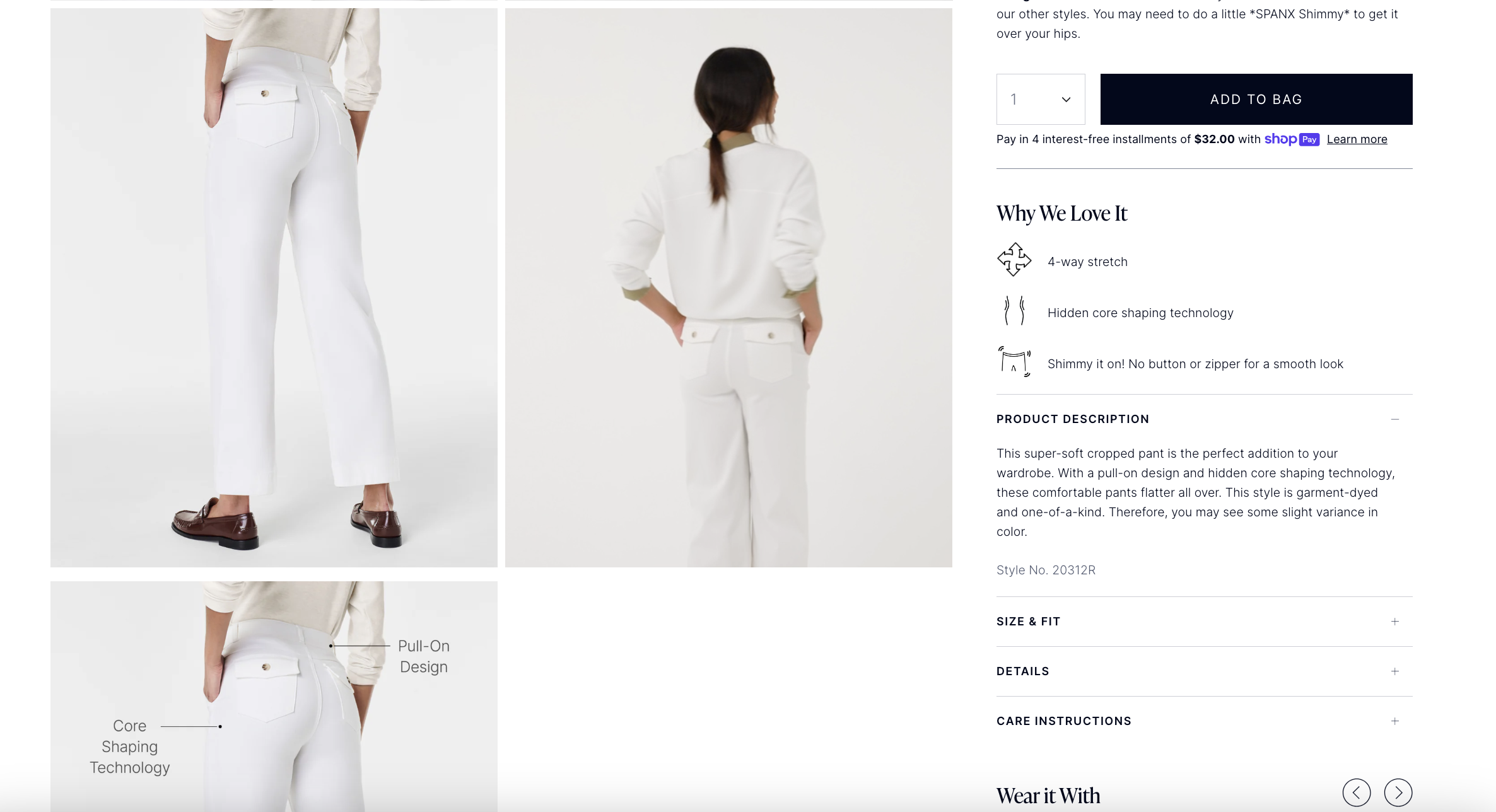Spanx product page design examples with product videos