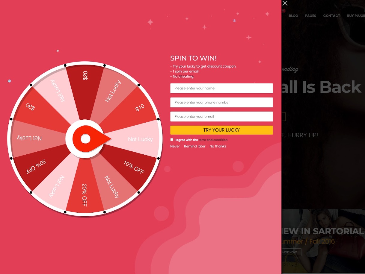 Lucky Wheel for WooCommerce discount wheel popup plugin