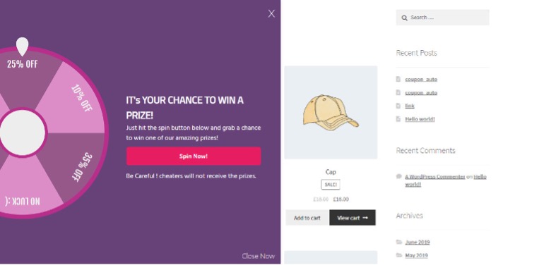 Spin Wheel For WooCommerce’s Spin to Win popups