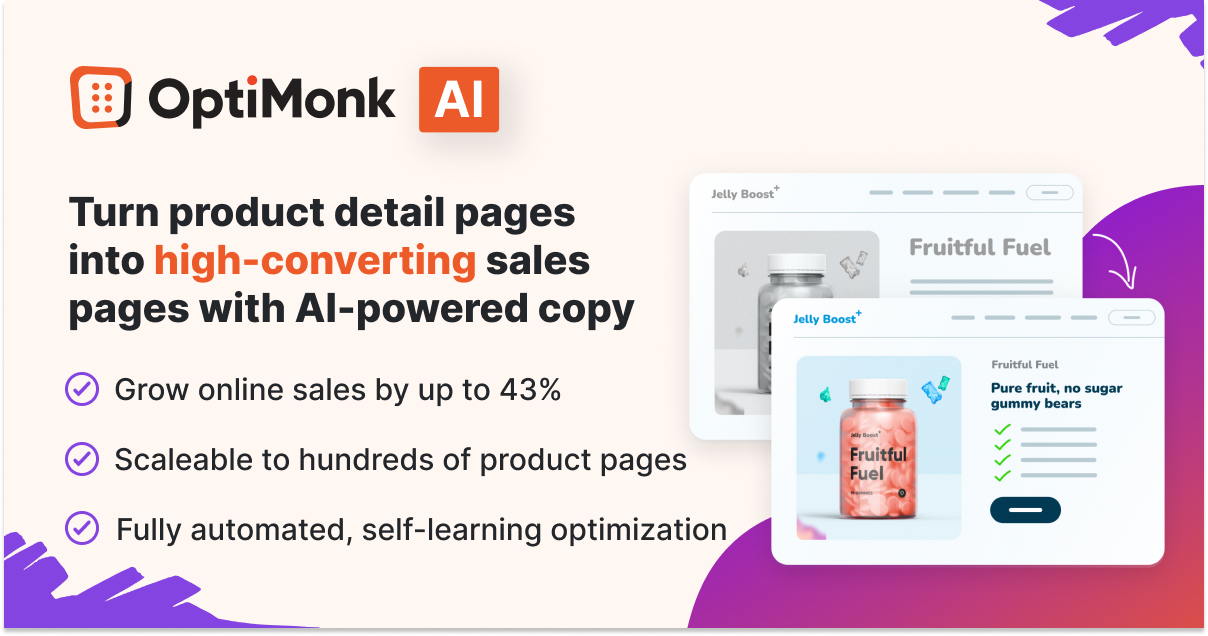 Product page optimizatin with OptiMonk AI