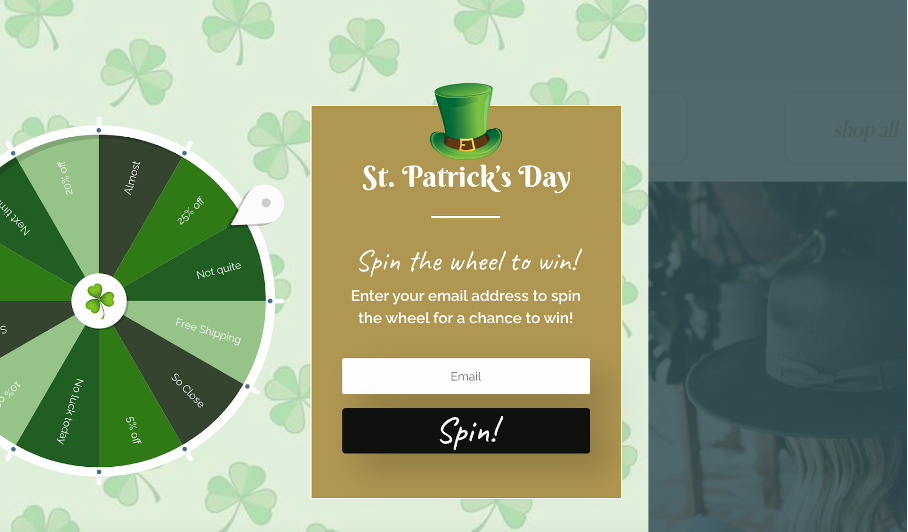 Scout and Poppy share St Patrick Day popup on their website