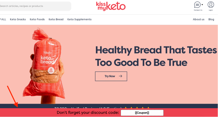 Kiss my Keto's sticky bar example