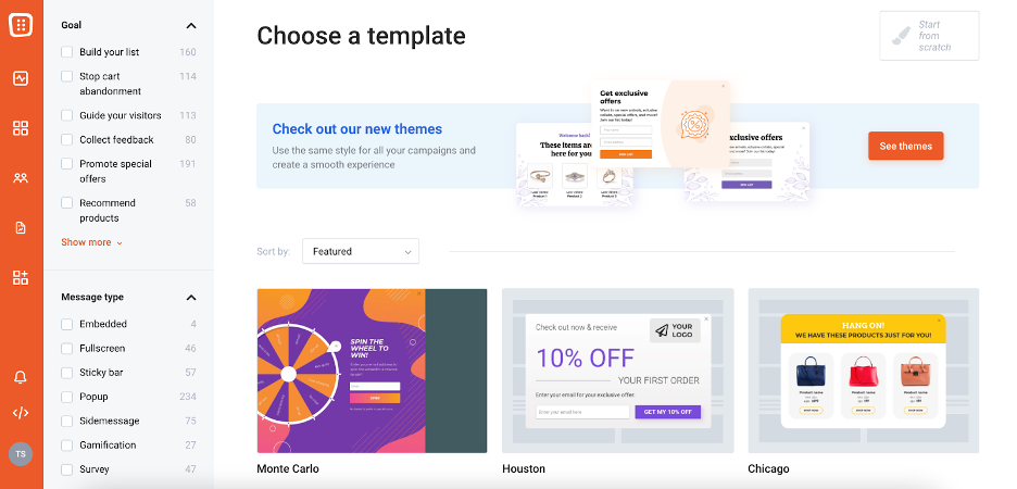 The best SumoMe alternative, OptiMonk’s pop-up template library