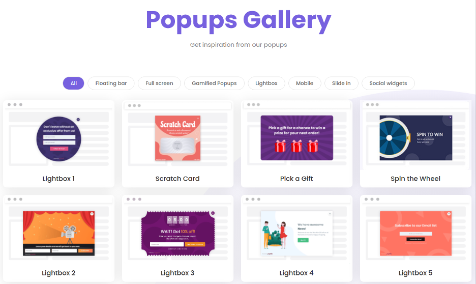 Poptin pop-ups gallery