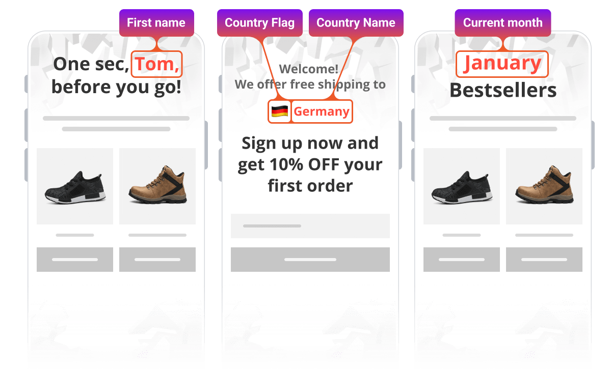 popup personalization