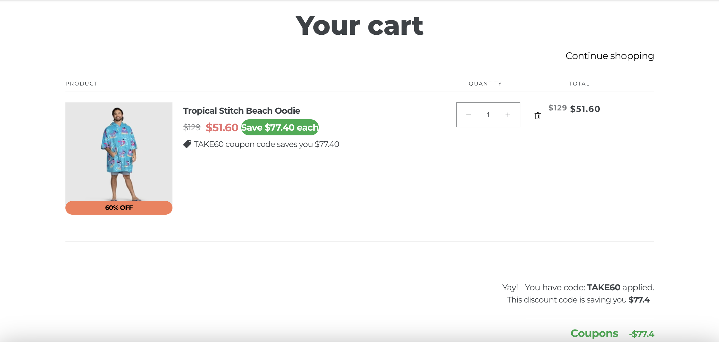 The Oodie shopping cart design