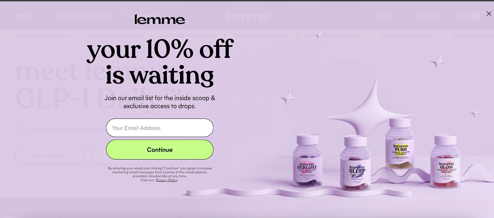 Lemme website popup