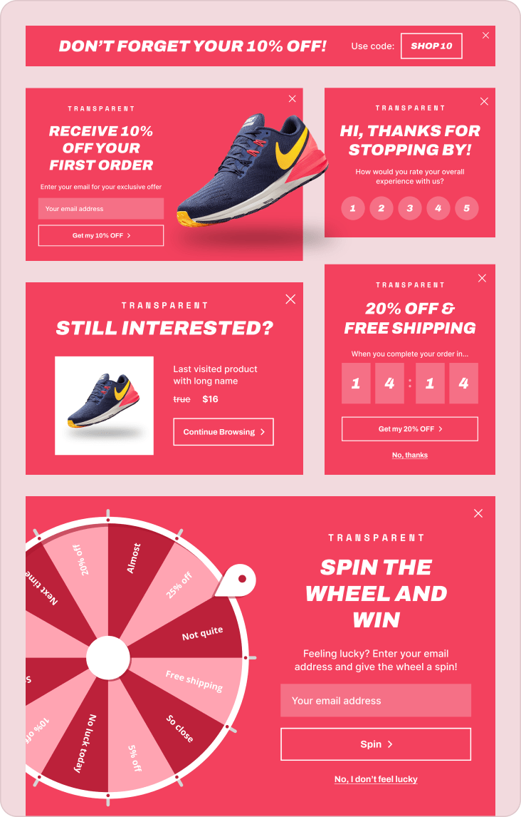 transparent colorful pink popup theme design