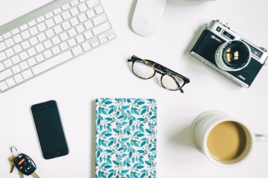 A flat lay product photo with white background