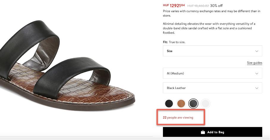 Showing how many people are viewing a product is great social proof