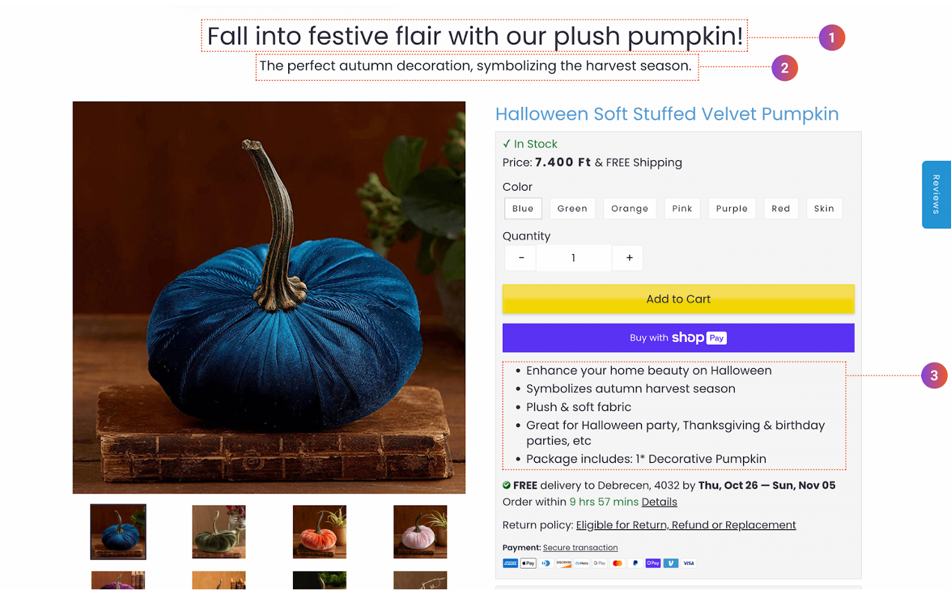 User experience optimization example for using engaging, benefit-driven headlines