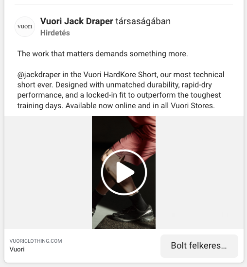 Paid advertisement by influencer Vuori