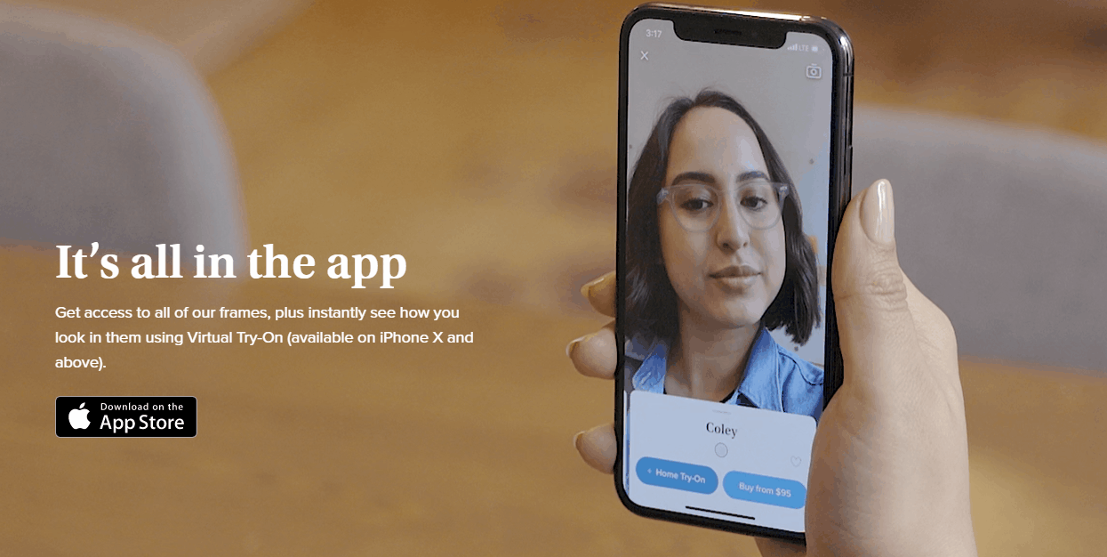 Warby Parker virtual try-on app
