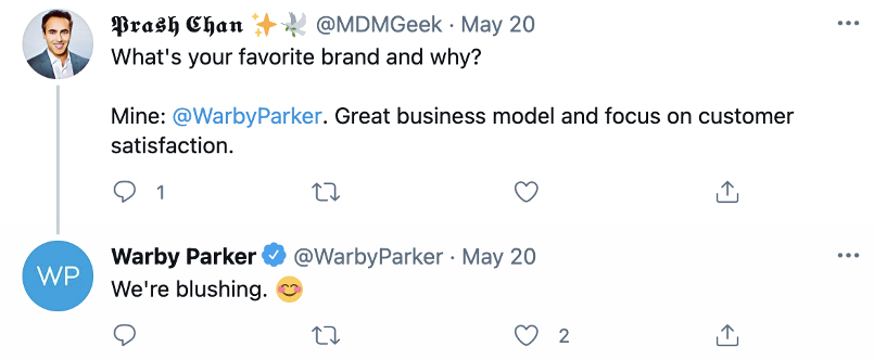 Warby Parker Twitter customer care