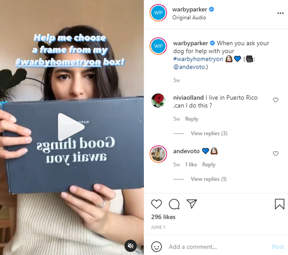 Warby Parker social media