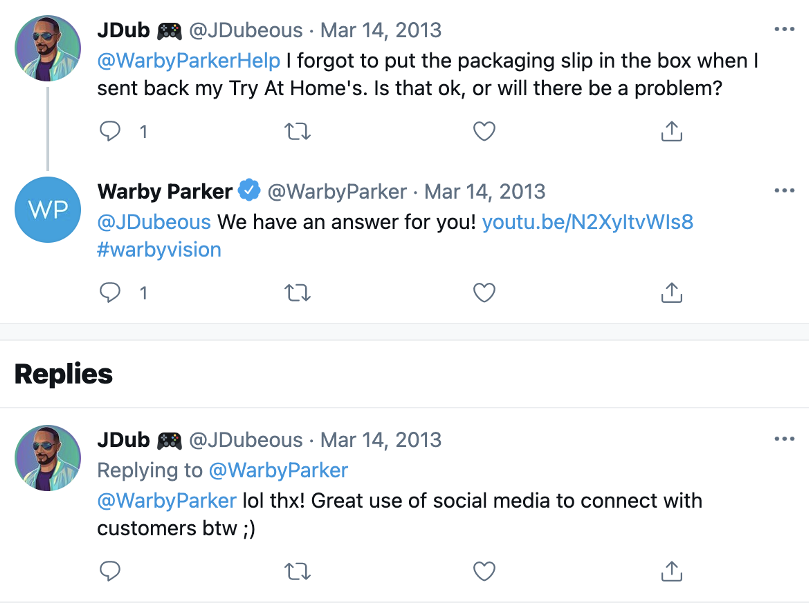 Warby Parker Twitter